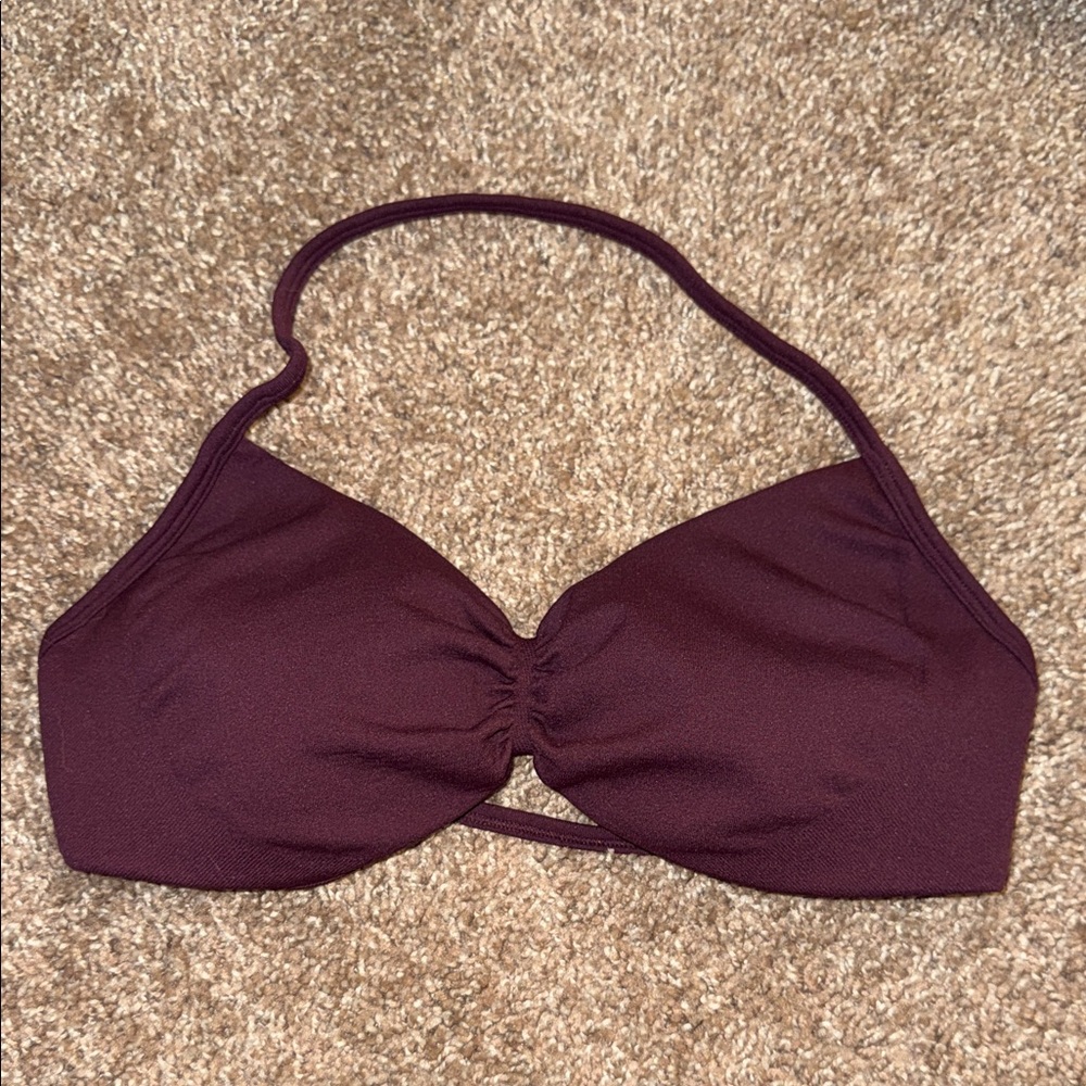Ruched Front Sports Bra in Deep Plum